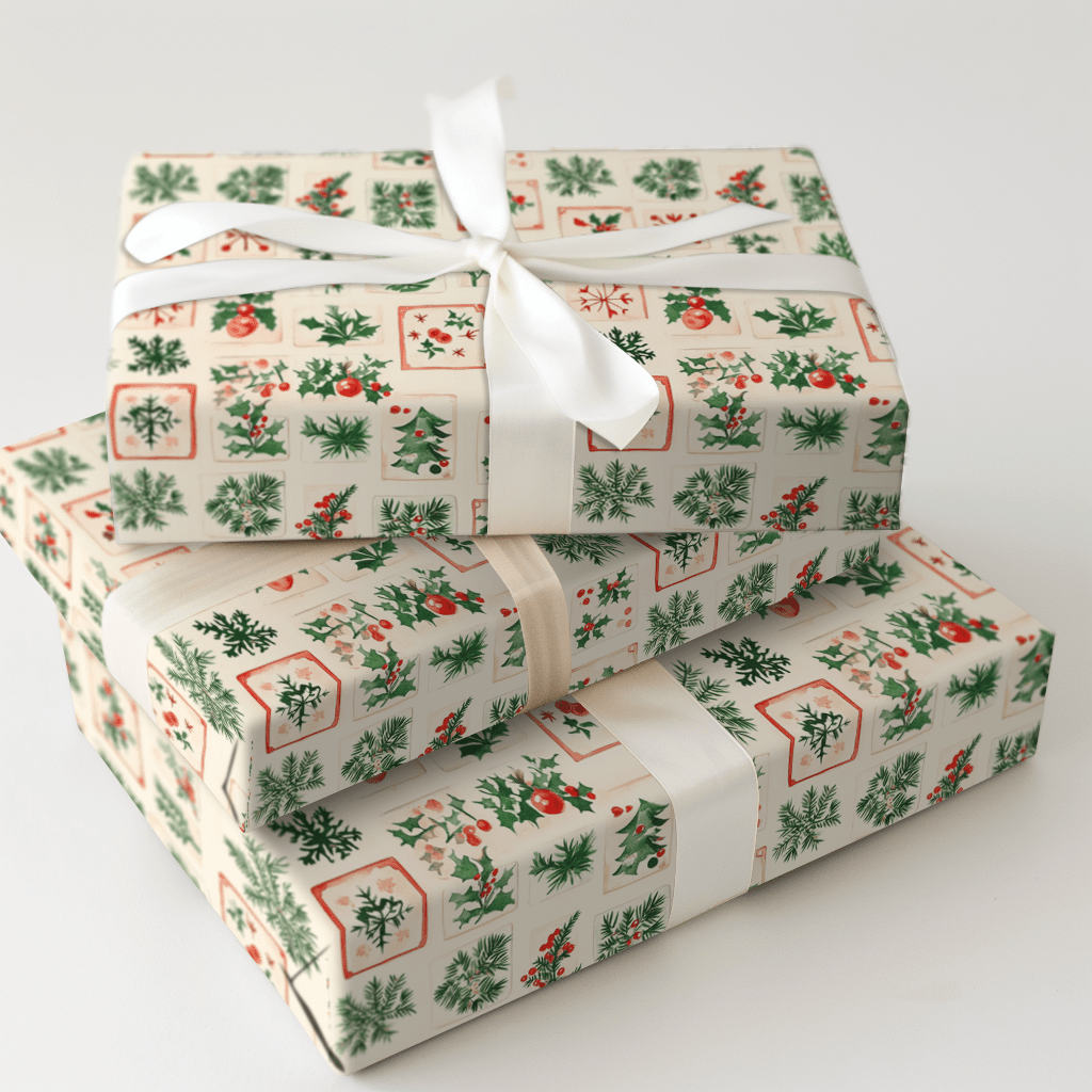 Holly Mahjong - Wrapping Paper - Aspen & Arlo