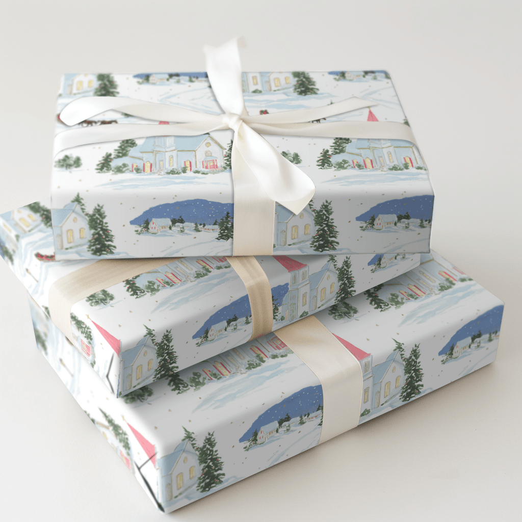 Sleigh Bells & Steeples - Wrapping Paper - Aspen & Arlo