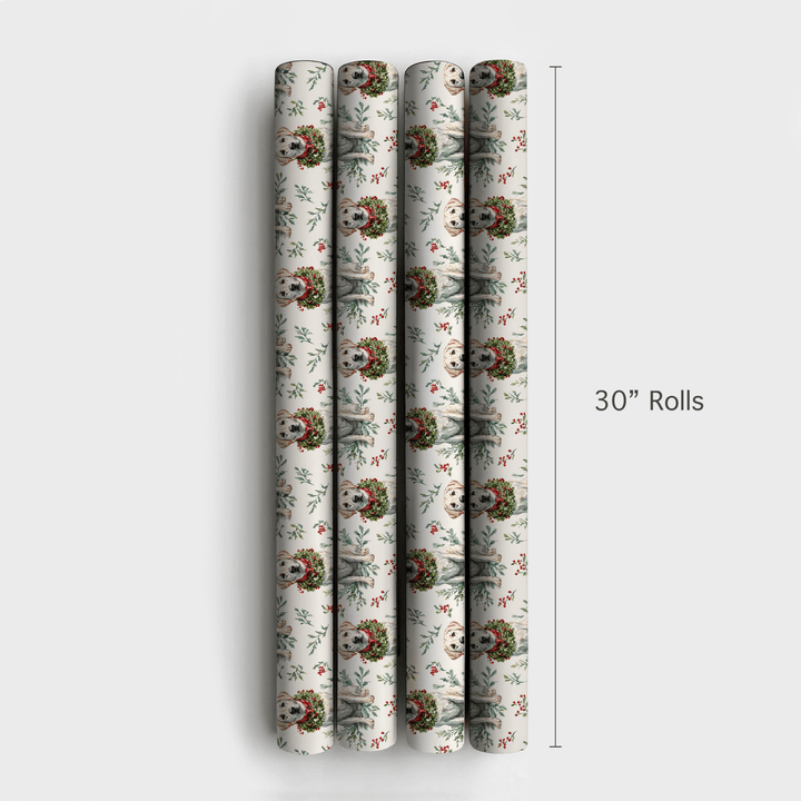 Wreath the White Lab - Wrapping Paper - Aspen & Arlo
