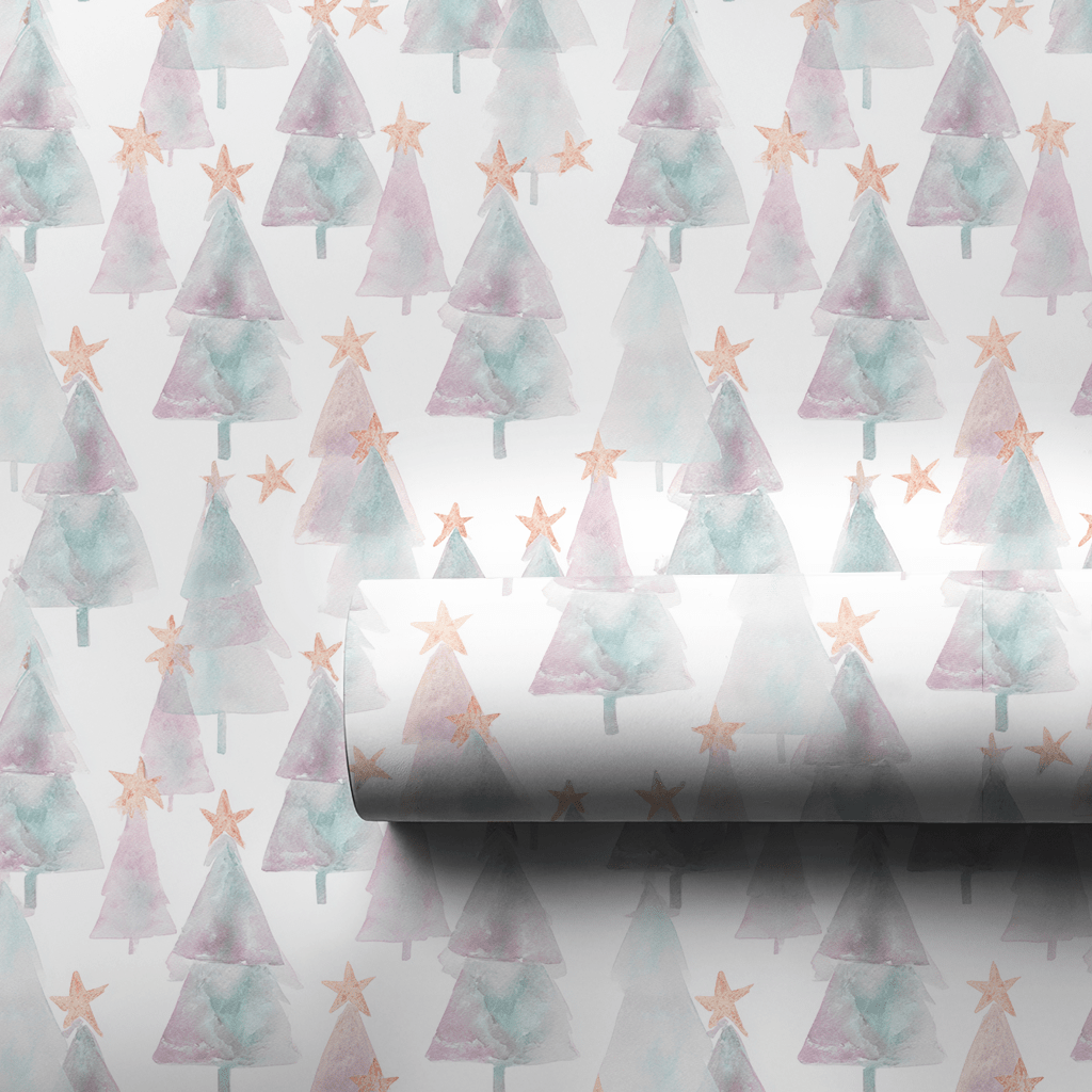 Watercolor Star Trees - Wrapping Paper - Aspen & Arlo