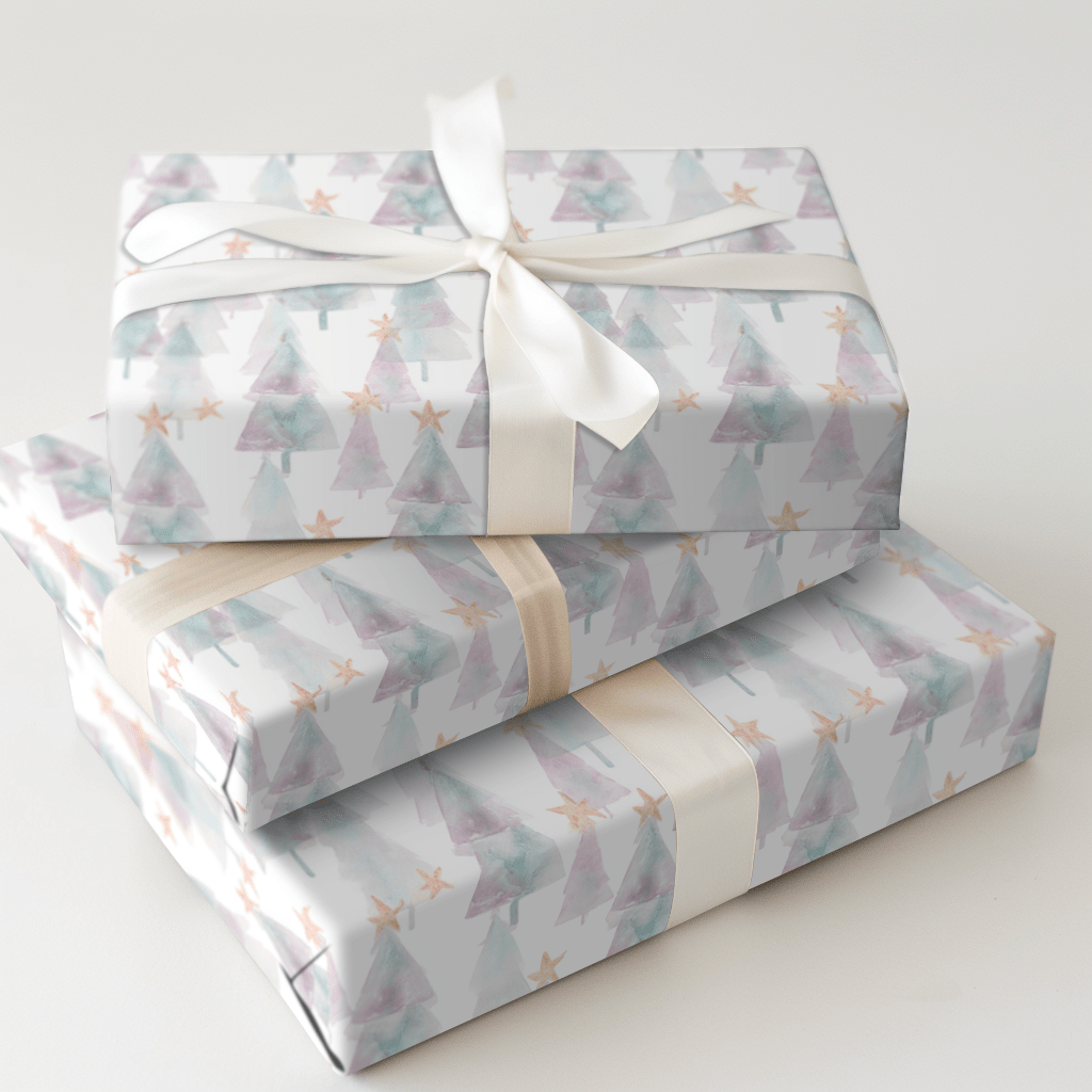 Watercolor Star Trees - Wrapping Paper - Aspen & Arlo