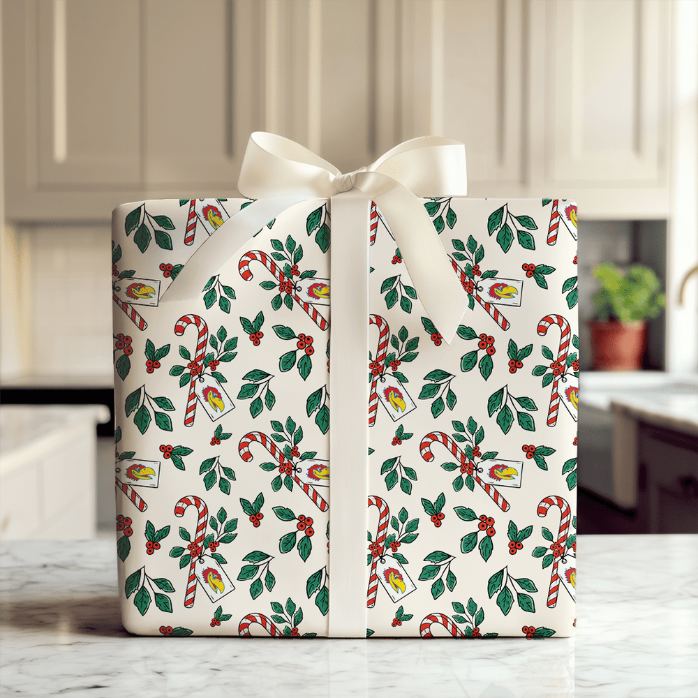 Peppermint Jayhawks - Wrapping Paper - Aspen & Arlo