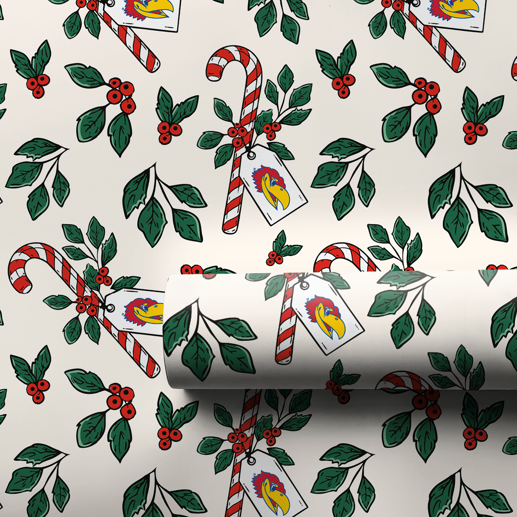 Peppermint Jayhawks - Wrapping Paper - Aspen & Arlo