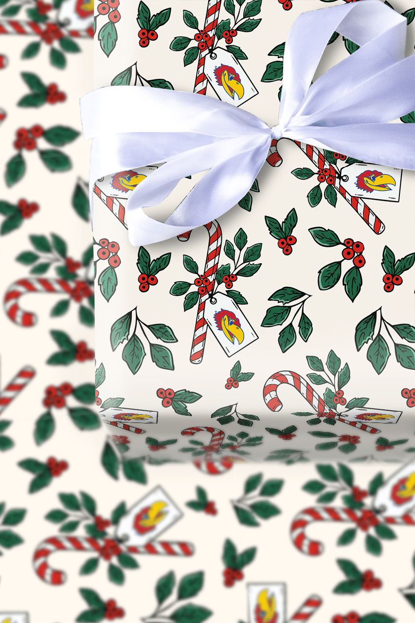 Peppermint Jayhawks - Wrapping Paper - Aspen & Arlo
