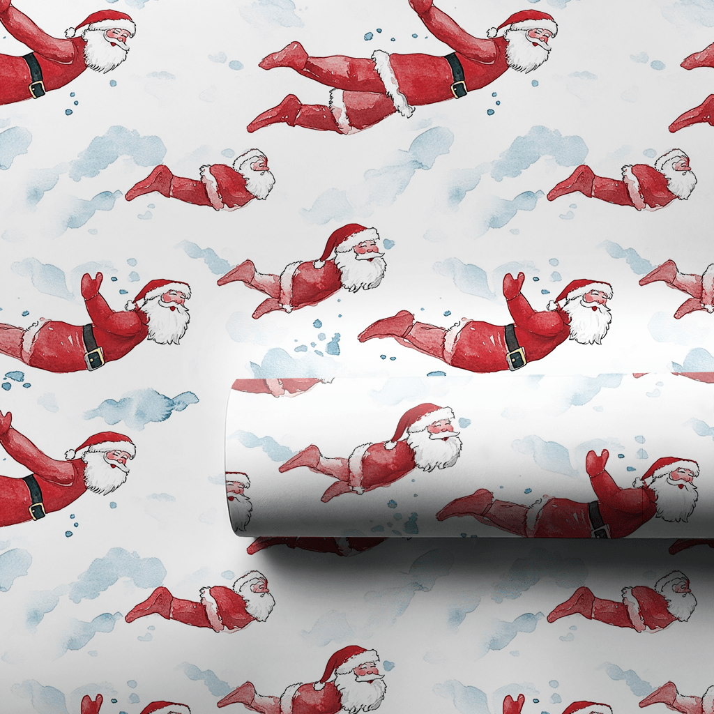 Swim Laps with Santa - Wrapping Paper - Aspen & Arlo