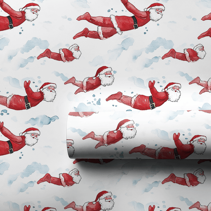 Swim Laps with Santa - Wrapping Paper - Aspen & Arlo