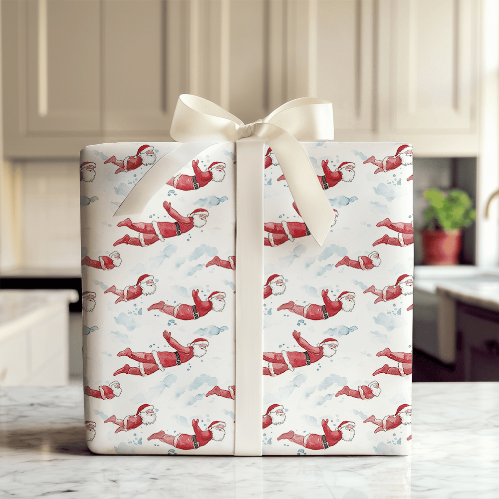 Swim Laps with Santa - Wrapping Paper - Aspen & Arlo