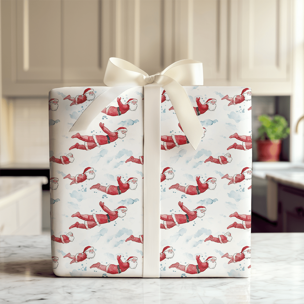 Swim Laps with Santa - Wrapping Paper - Aspen & Arlo