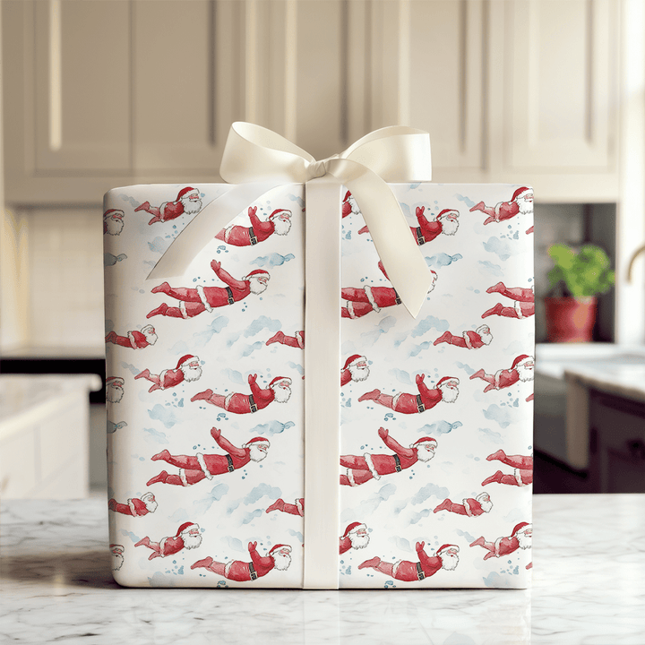 Swim Laps with Santa - Wrapping Paper - Aspen & Arlo