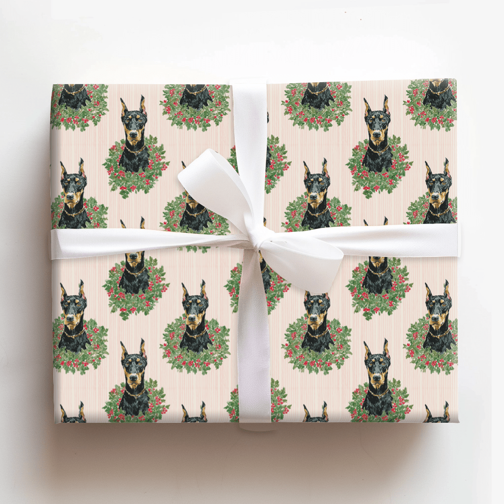 Holly Jolly Dobermans - Wrapping Paper - Aspen & Arlo