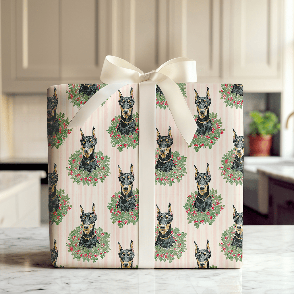 Holly Jolly Dobermans - Wrapping Paper - Aspen & Arlo