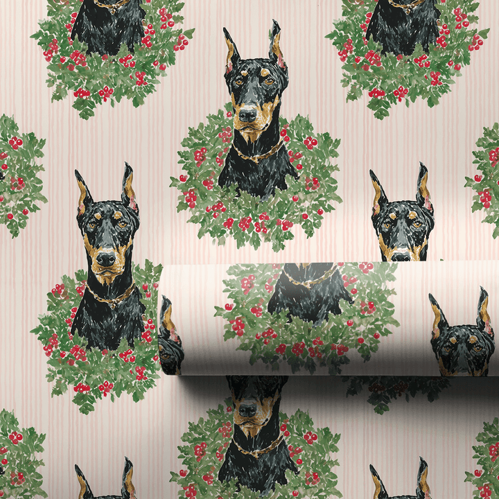 Holly Jolly Dobermans - Wrapping Paper - Aspen & Arlo