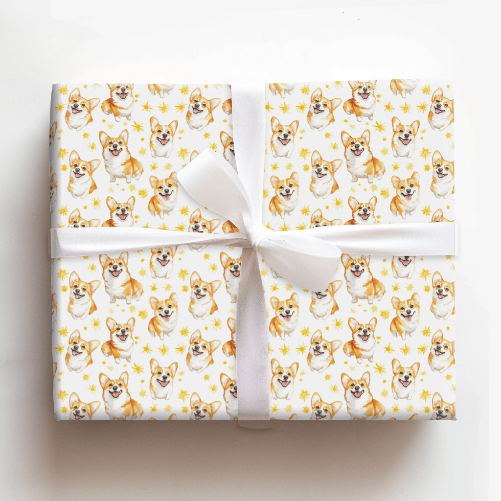 Sunny Day with the Corgis - Wrapping Paper - Aspen & Arlo