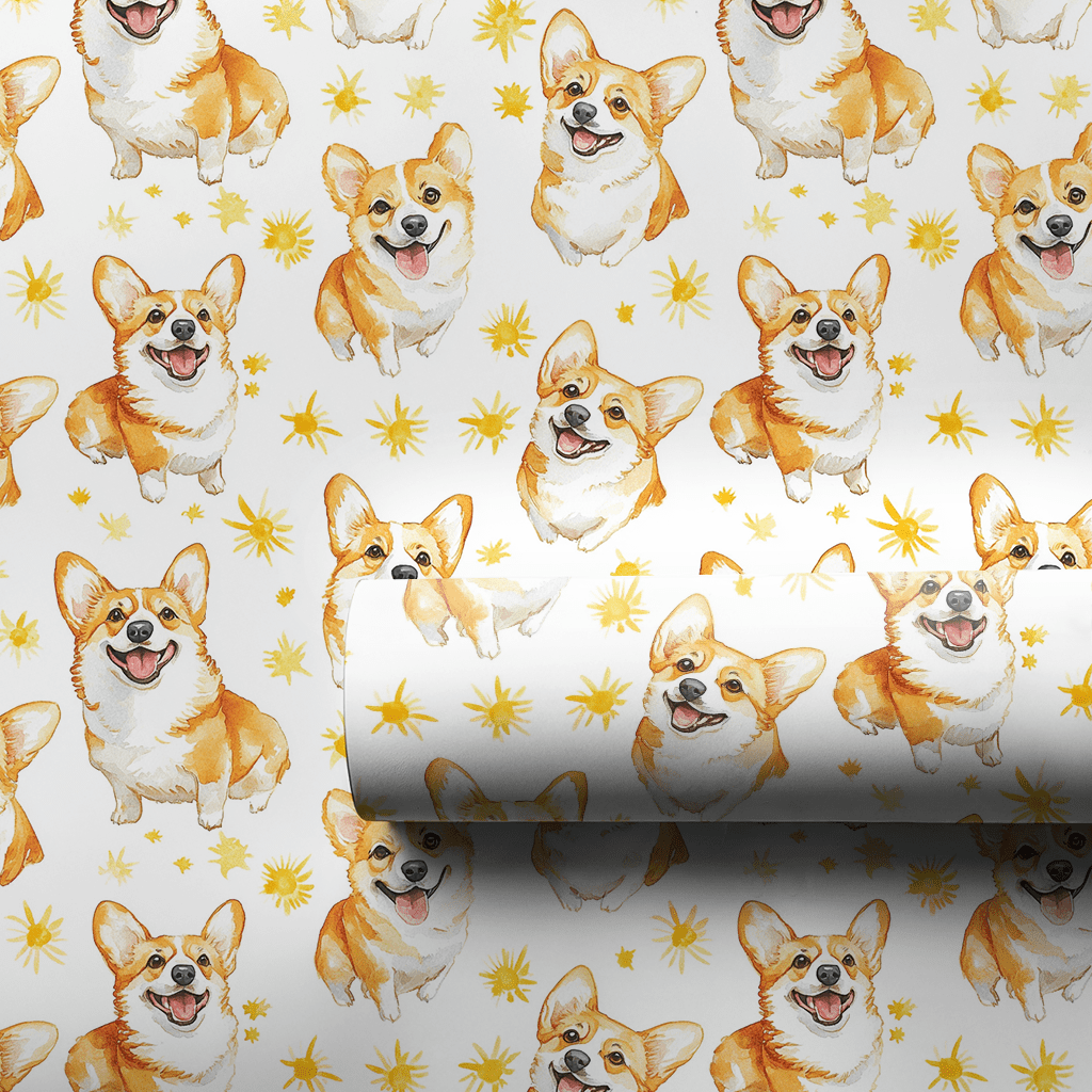 Sunny Day with the Corgis - Wrapping Paper - Aspen & Arlo
