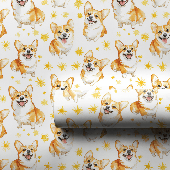 Sunny Day with the Corgis - Wrapping Paper - Aspen & Arlo