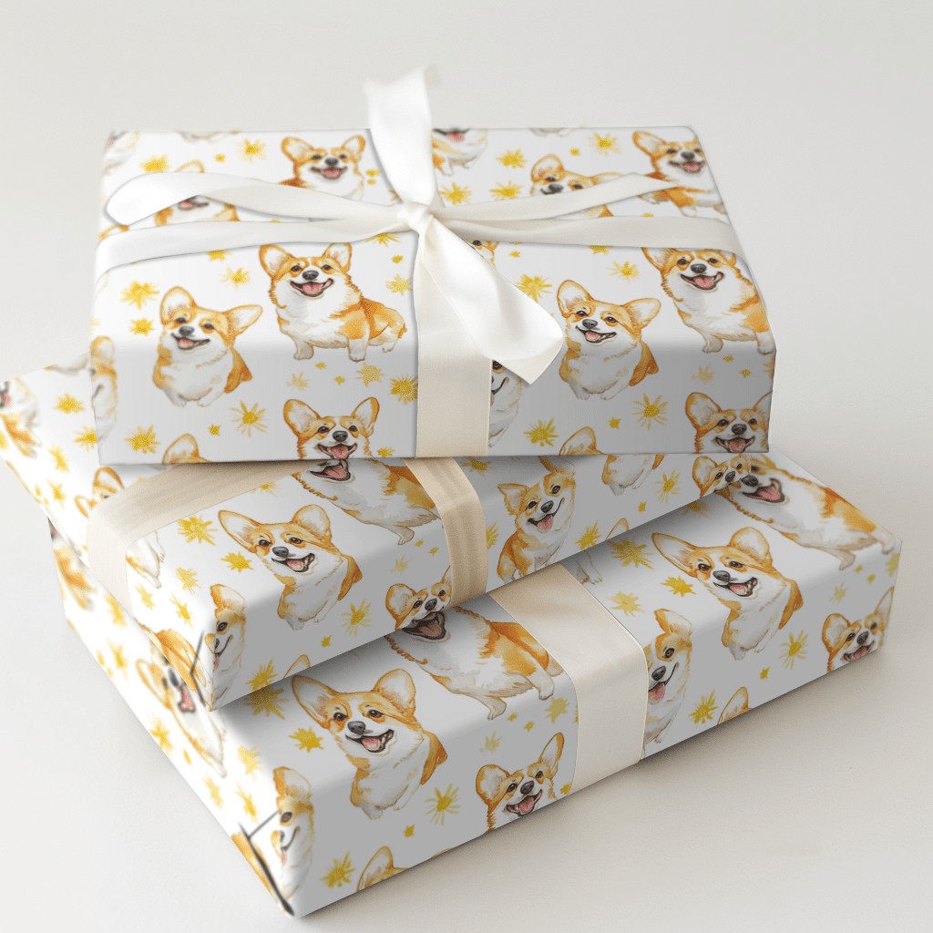 Sunny Day with the Corgis - Wrapping Paper - Aspen & Arlo