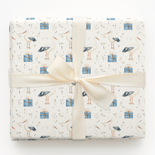 Blue Ribbon Arrival - Wrapping Paper - Aspen & Arlo