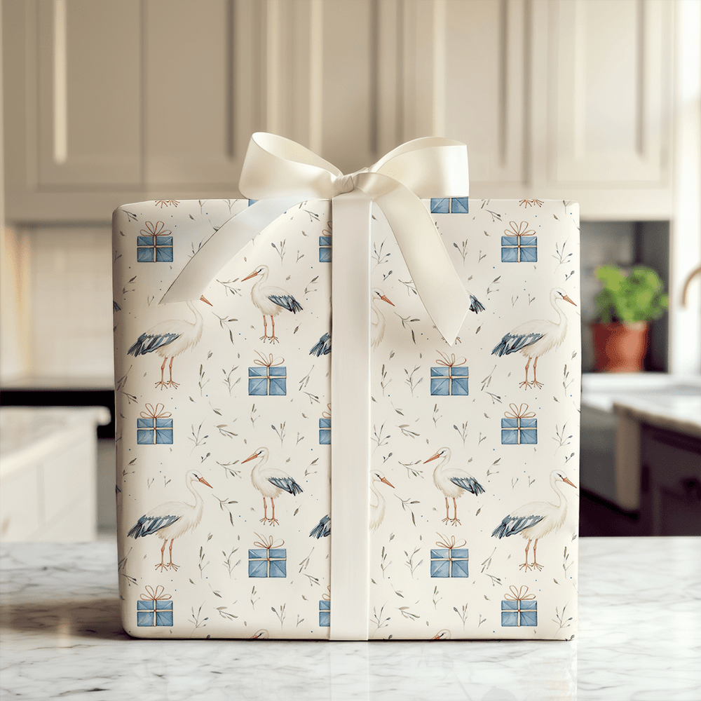 Blue Ribbon Arrival - Wrapping Paper - Aspen & Arlo