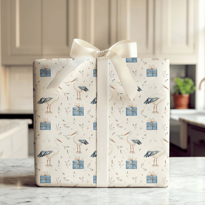 Blue Ribbon Arrival - Wrapping Paper - Aspen & Arlo