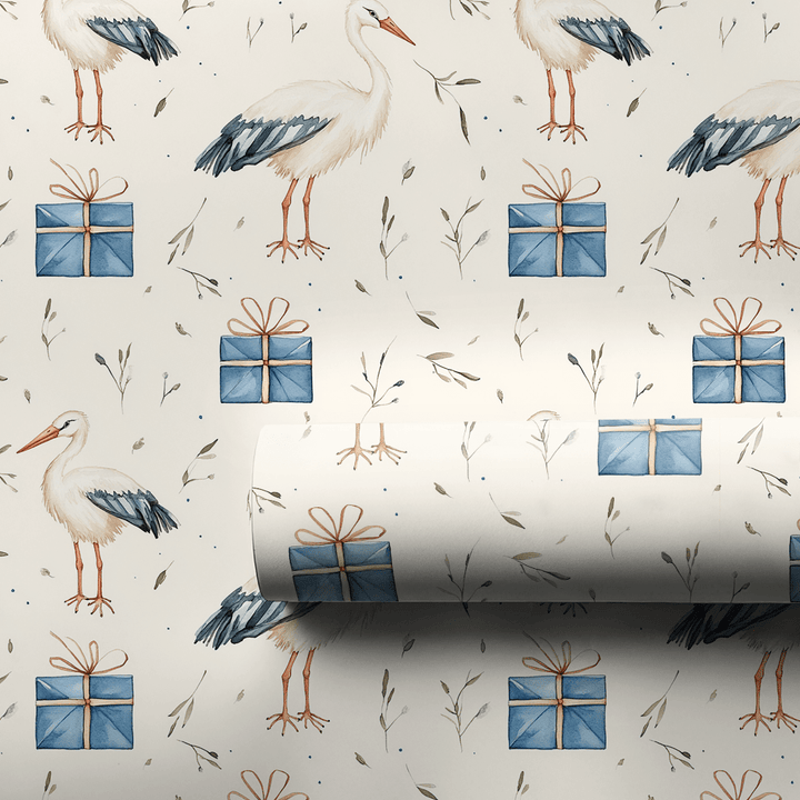 Blue Ribbon Arrival - Wrapping Paper - Aspen & Arlo