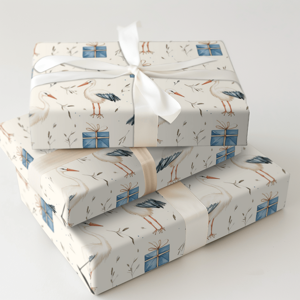 Blue Ribbon Arrival - Wrapping Paper - Aspen & Arlo
