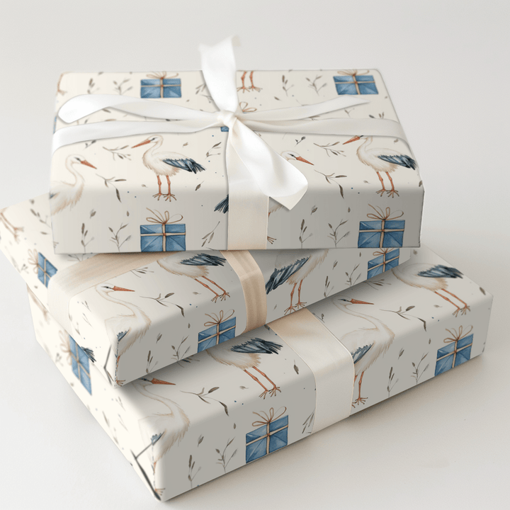 Blue Ribbon Arrival - Wrapping Paper - Aspen & Arlo