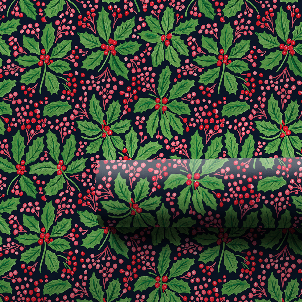 Navy Berry Holly - Wrapping Paper - Aspen & Arlo