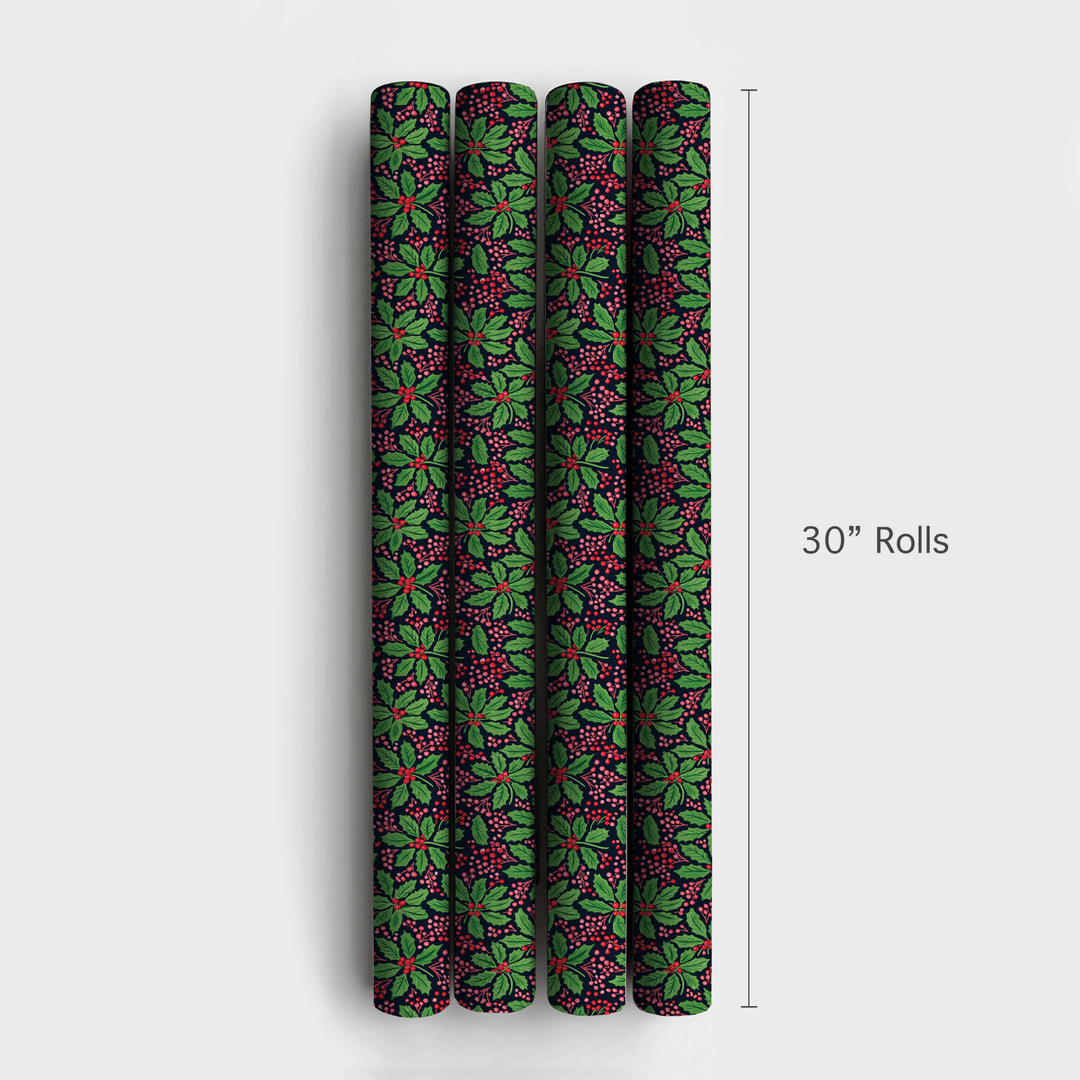 Navy Berry Holly - Wrapping Paper - Aspen & Arlo