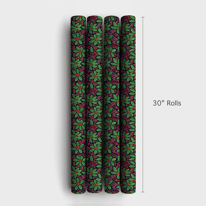 Navy Berry Holly - Wrapping Paper - Aspen & Arlo