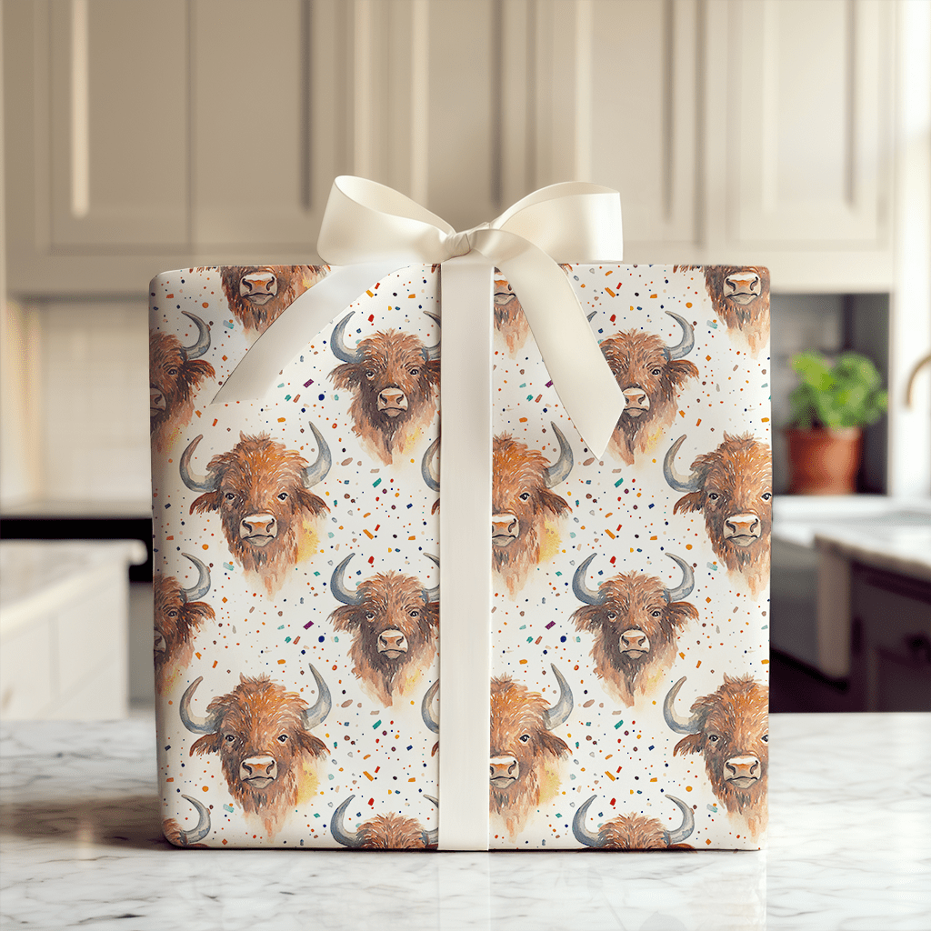 Horns Over Confetti - Wrapping Paper - Aspen & Arlo
