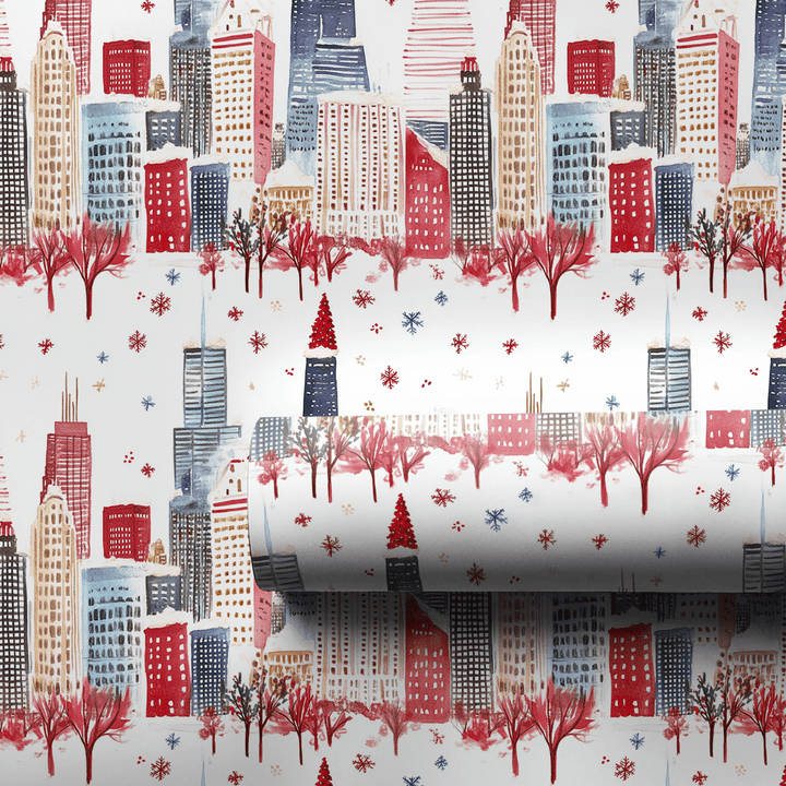 Snowy Skyline - Wrapping Paper - Aspen & Arlo