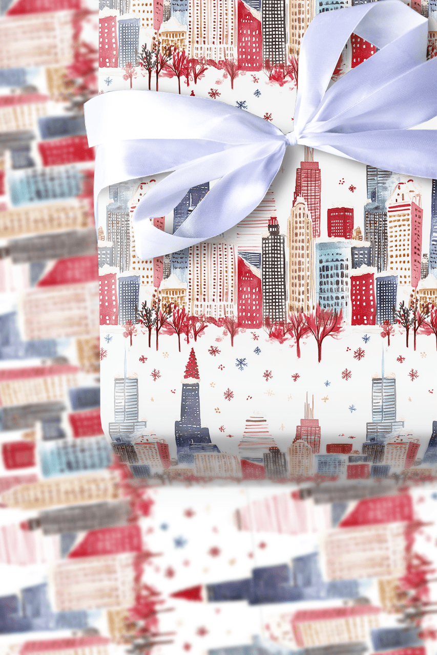 Snowy Skyline - Wrapping Paper - Aspen & Arlo