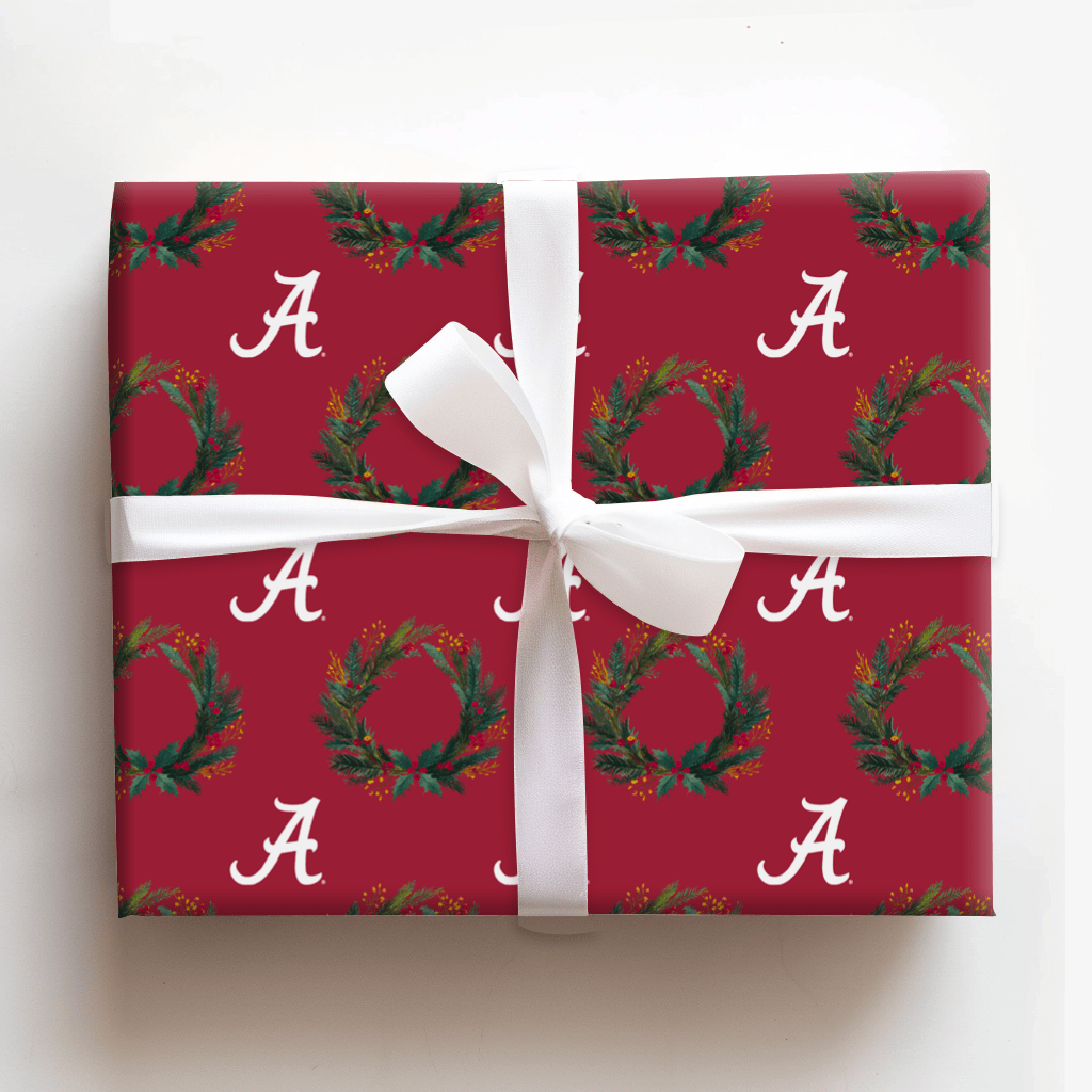 Crimson Wreath of Alabama - Wrapping Paper - Aspen & Arlo