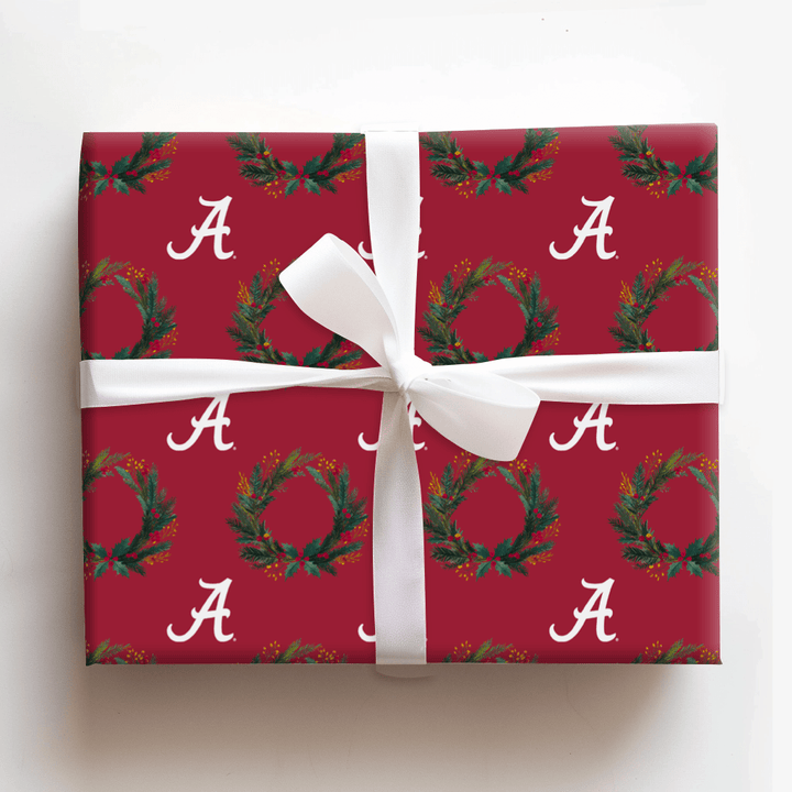 Crimson Wreath of Alabama - Wrapping Paper - Aspen & Arlo