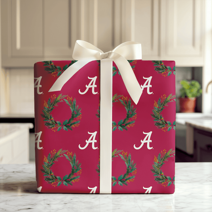 Crimson Wreath of Alabama - Wrapping Paper - Aspen & Arlo