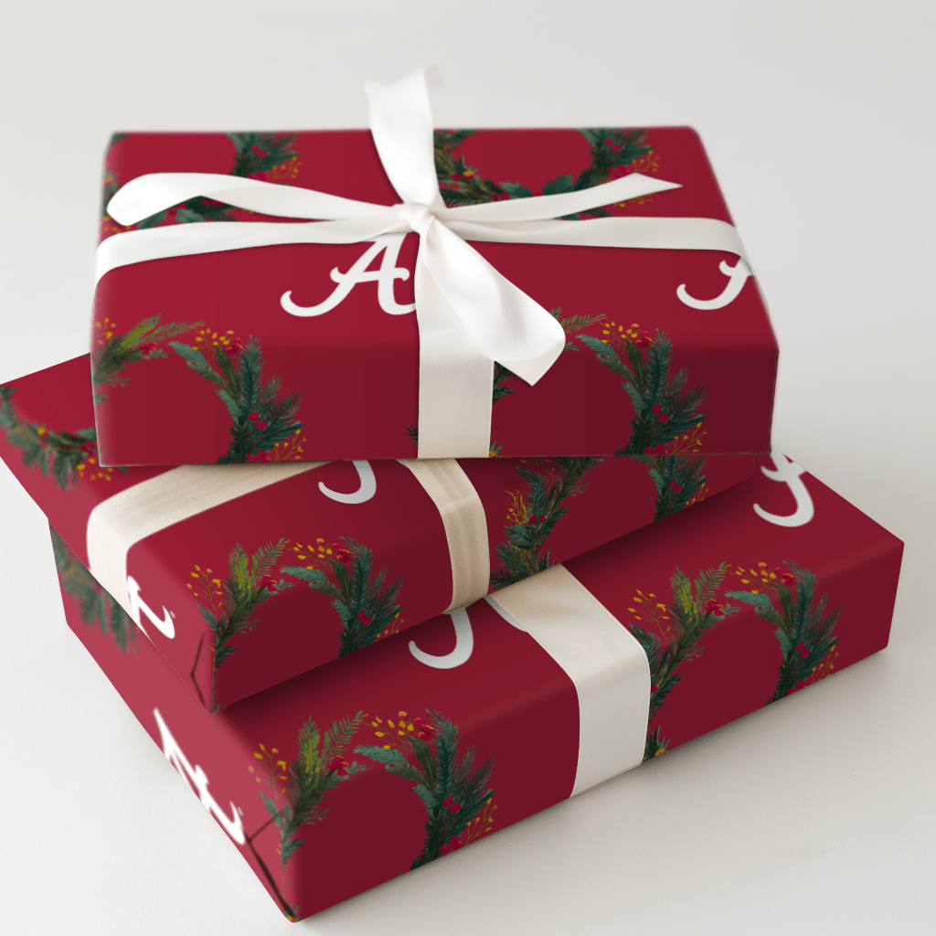 Crimson Wreath of Alabama - Wrapping Paper - Aspen & Arlo