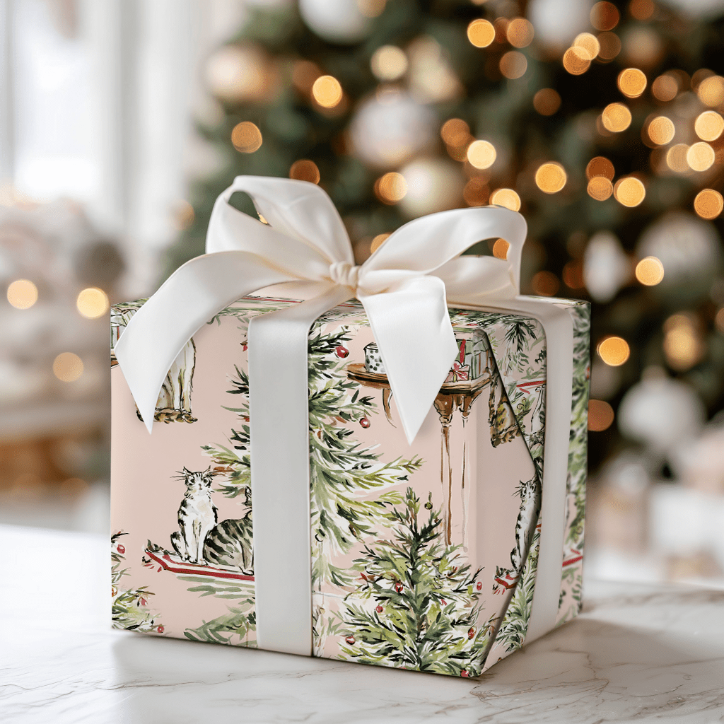 Blush Cat Christmas - Wrapping Paper - Aspen & Arlo