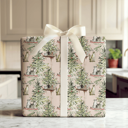 Blush Cat Christmas - Wrapping Paper - Aspen & Arlo
