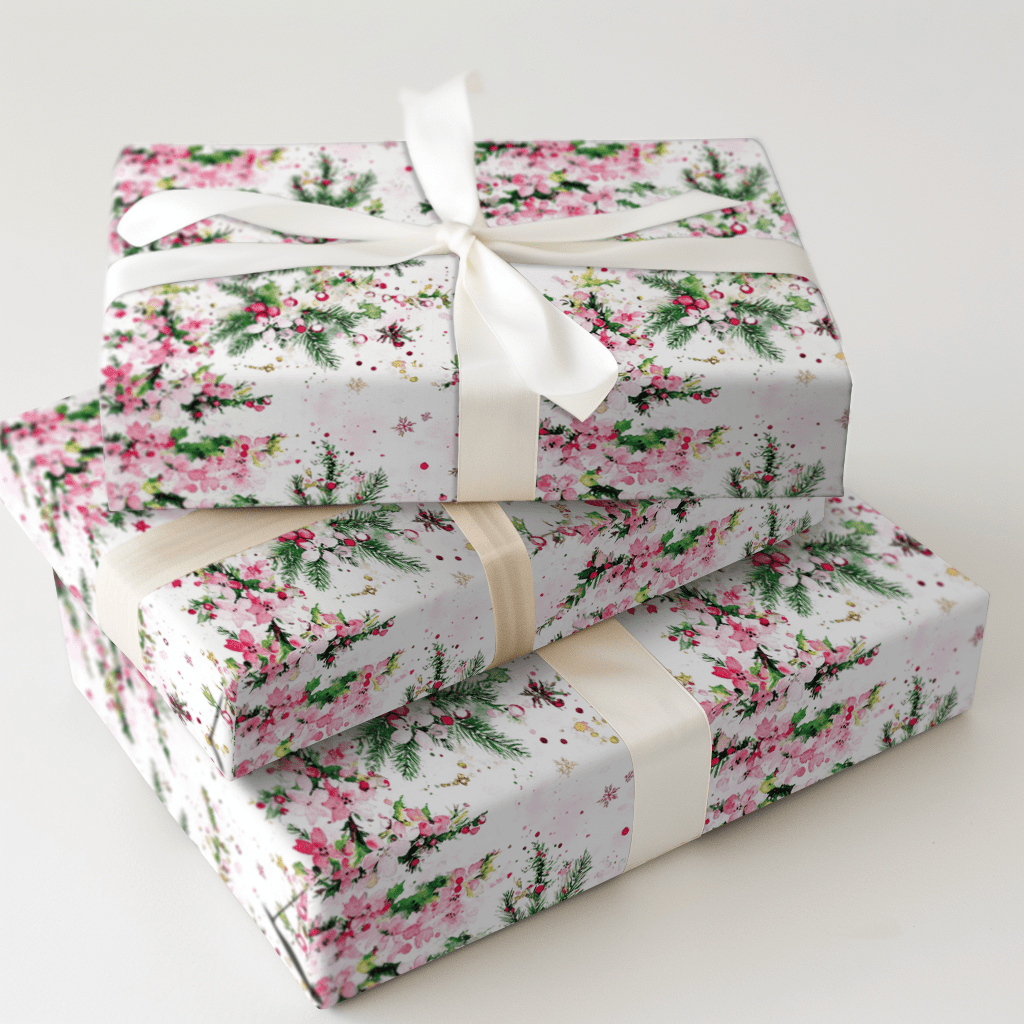Blush Holiday Blooms - Wrapping Paper - Aspen & Arlo