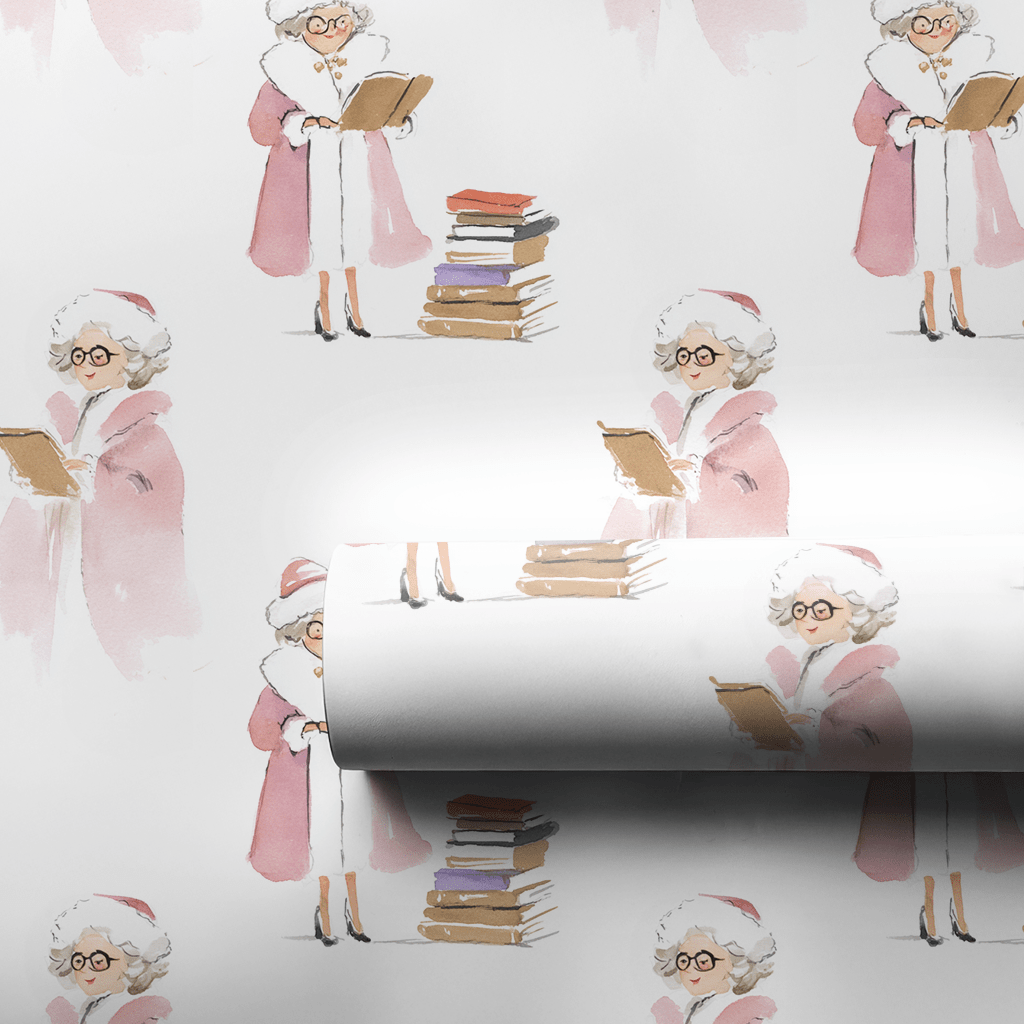 Bookish Claus - Wrapping Paper - Aspen & Arlo