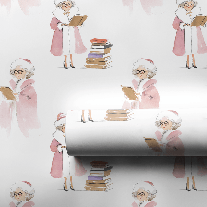 Bookish Claus - Wrapping Paper - Aspen & Arlo