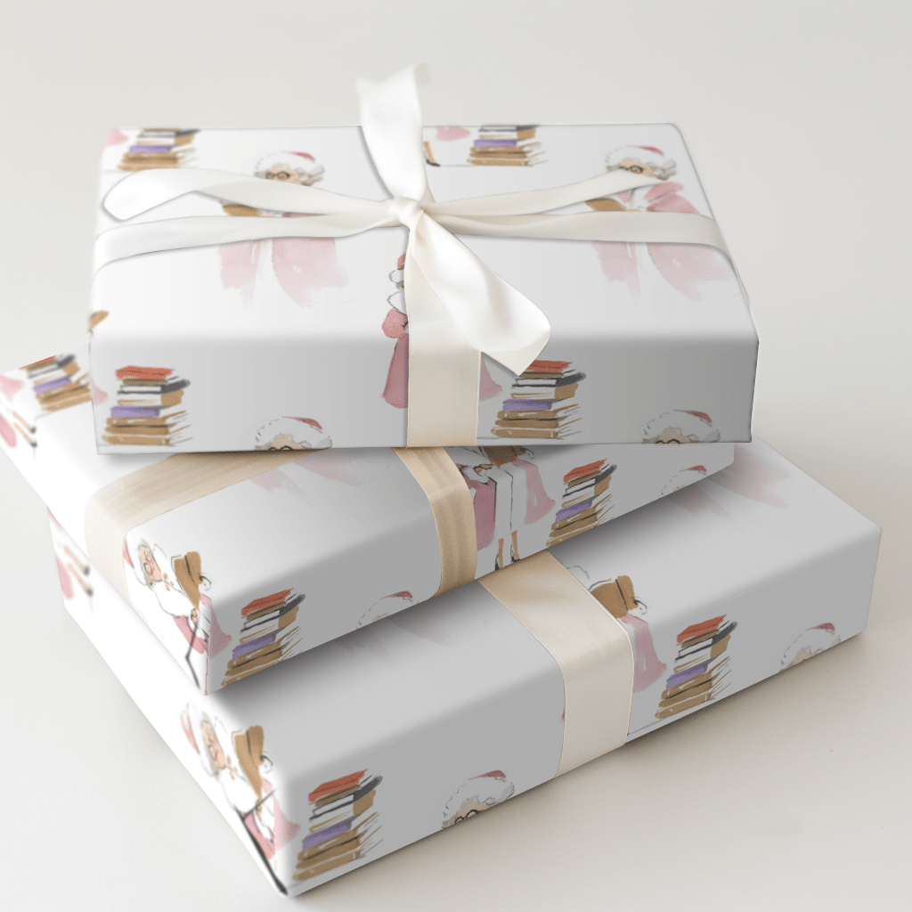 Bookish Claus - Wrapping Paper - Aspen & Arlo