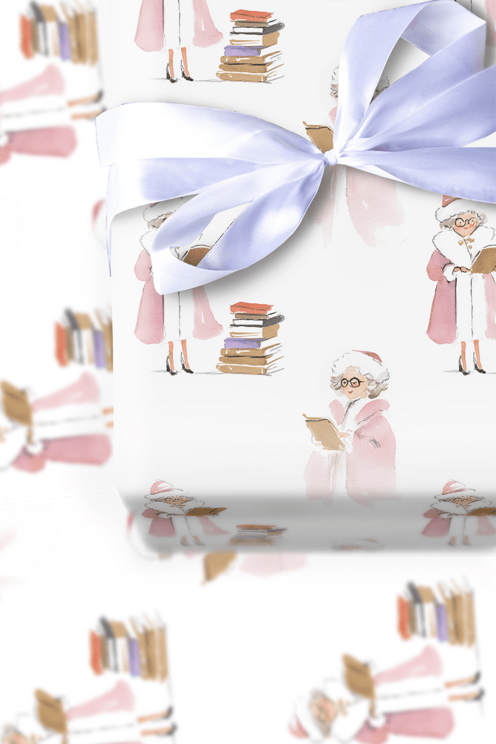 Bookish Claus - Wrapping Paper - Aspen & Arlo
