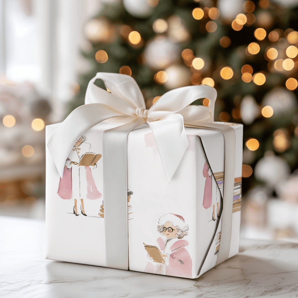 Bookish Claus - Wrapping Paper - Aspen & Arlo