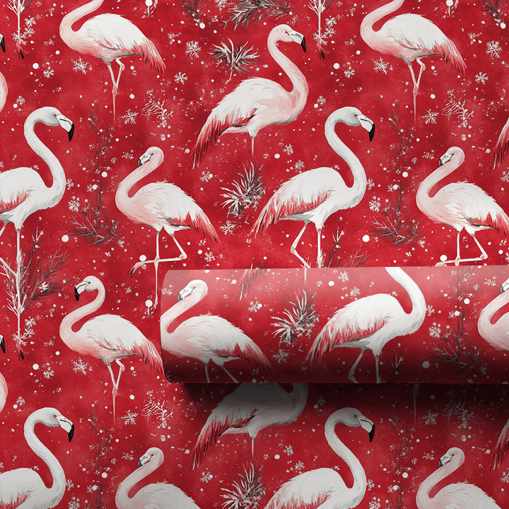 Flamingo Sleigh Ride - Wrapping Paper - Aspen & Arlo