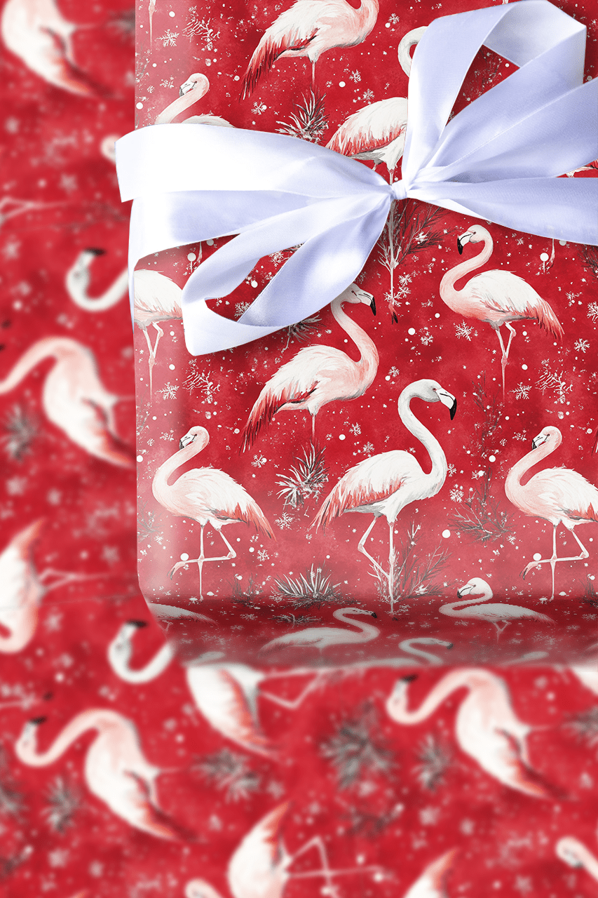 Flamingo Sleigh Ride - Wrapping Paper - Aspen & Arlo