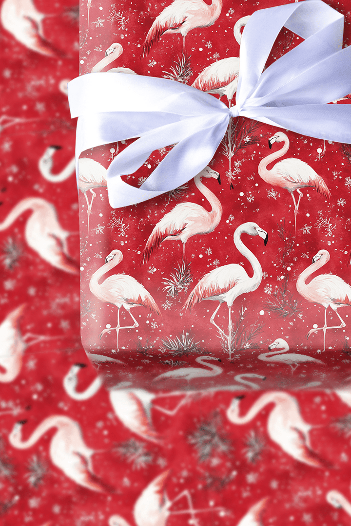 Flamingo Sleigh Ride - Wrapping Paper - Aspen & Arlo