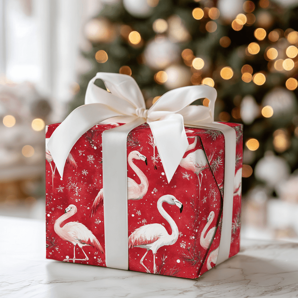 Flamingo Sleigh Ride - Wrapping Paper - Aspen & Arlo