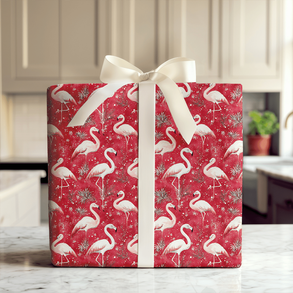 Flamingo Sleigh Ride - Wrapping Paper - Aspen & Arlo