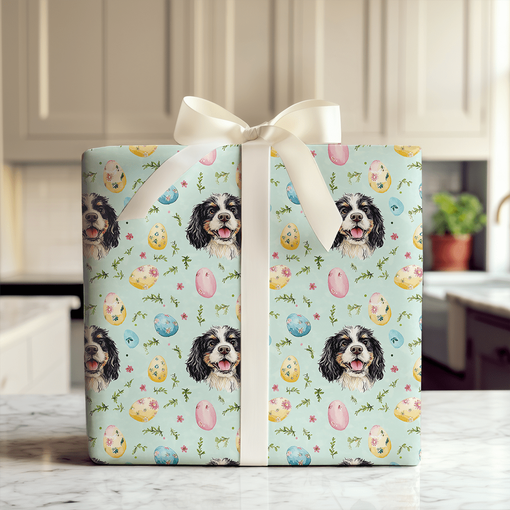 Easter Eggs with the Bernedoodle - Wrapping Paper - Aspen & Arlo